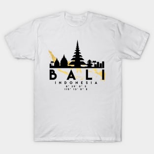 Bali Indonesia Skyline Map Art T-Shirt